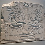 Figure 7 - Berlin Stela which Arnold suggests represents Akhenaten attending Neferttiti in her Birth Bower / Mamissi